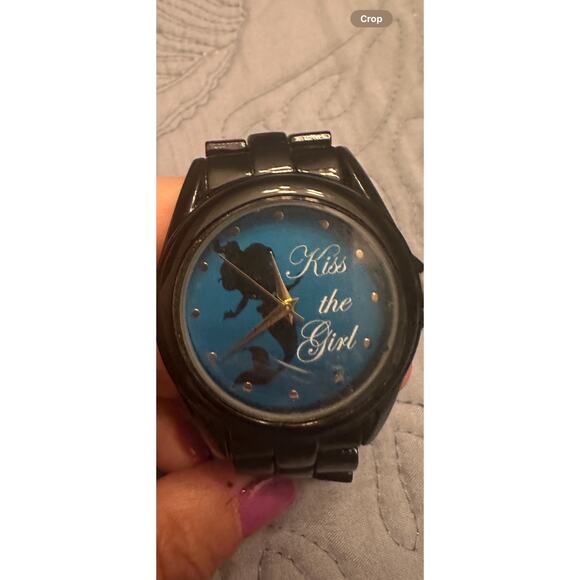 NWOB Disney Little Mermaid Lady Watch ARIEL KISS THE GIRL Silhouette Metal Band - Picture 1 of 4
